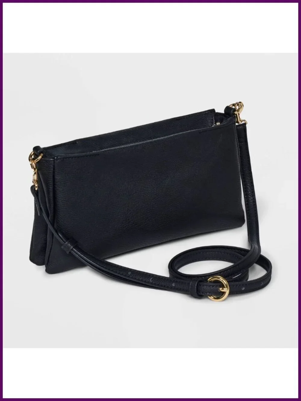 Faux Leather Double Gusset Crossbody Bag with Credit Card Pockets